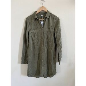 Olive Green Denim Shirt Dress